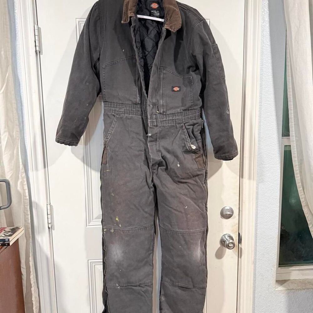 Dickies Men's Grey and Black Dungarees-overalls